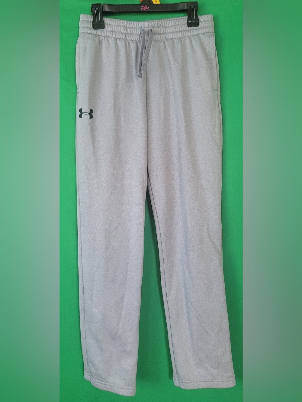 Under Armour Gray Kids Joggers Drawcord Sz YLG Youth Large Pants Loose Coldgear
